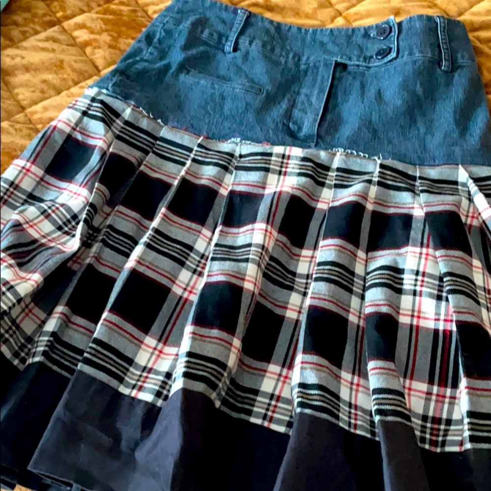 1830 denim/plaid skirt